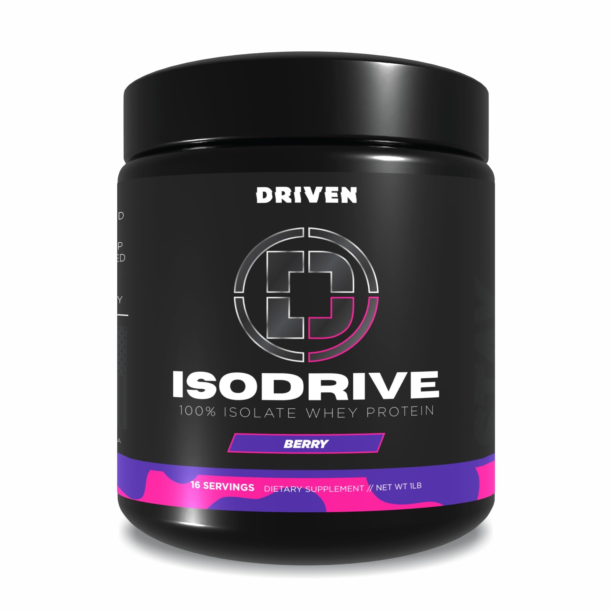 Driven Nutrition IsoDrive Whey Protein Isolado 24 g por porção, sabor Berry, 454 g