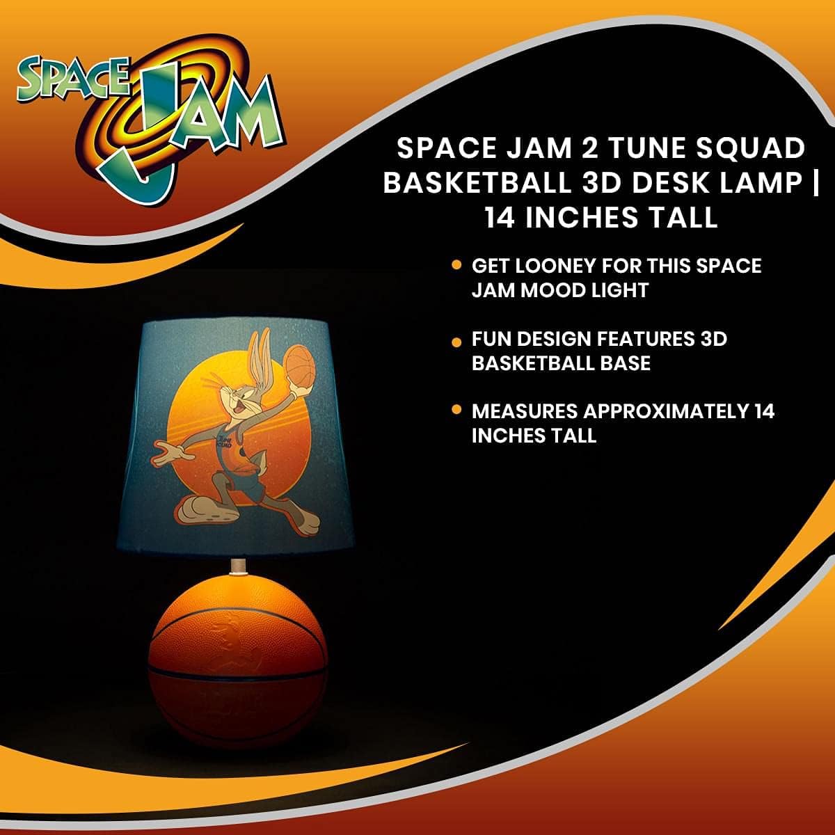 Space Jam 2: A New Legacy Tune Squad Basketball 3D Desk Lamp, Bugs Bunny Mood Light | Home Decor Accessories And Room Essentials | Official Looney Tunes Collectible | 14 Inches Tall