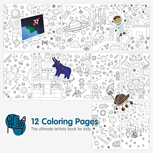 Outer Space Stickers + Coloring Book by Cupkin: Innovative Side by Side Sticker Books - Spiral Binding Lays The Planet Stickers Flat - 500+ Astronaut Stickers and 12 Interstellar Scenes - 5