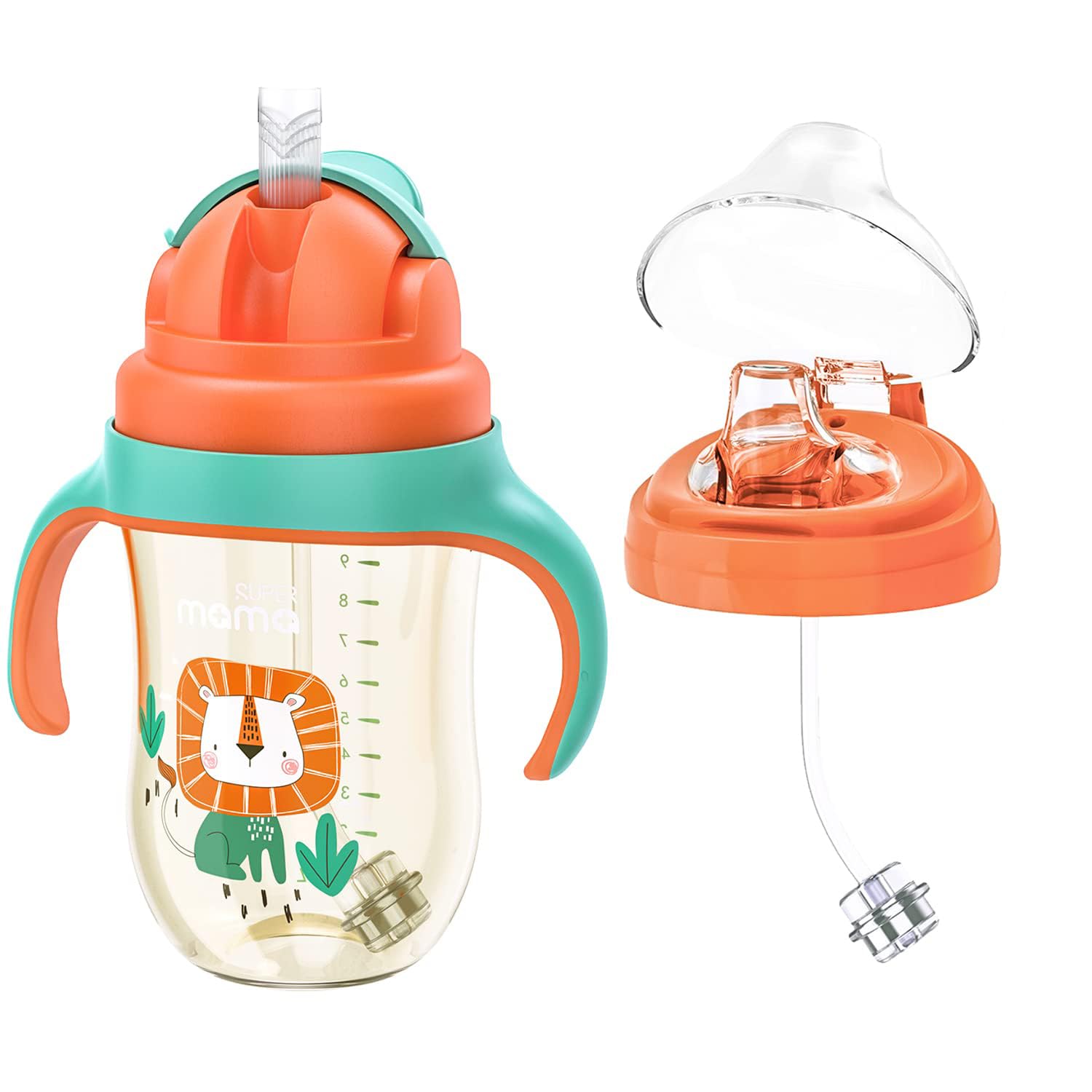 KASTWAVE Sippy Cups for 1+ Year Old with Spout & Straw, PPSU No Spill Sippy Cups with Weighted Straw, Spill Proof Training Toddler Cups With Handle for Baby 6+ Months - (11 Oz)