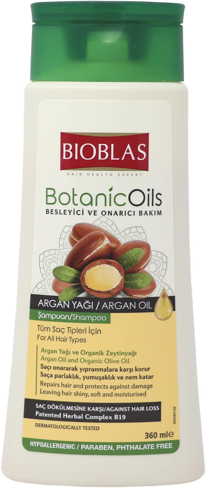 BIOBLAS Argan Oil & Organic Olive Oil Shampoo for Women & Men - Hydrating, Repairing, Strengthening Hair Growth Shampoo - Hypoallergenic, Paraben & Dye Free - All Hair Types - 12 Oz