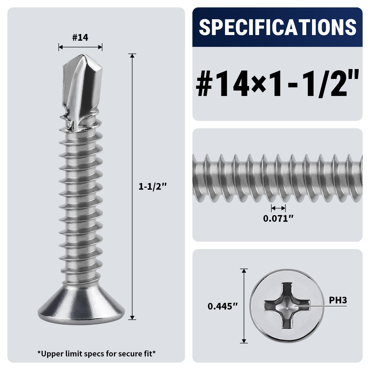 410 Stainless Steel Sheet Metal Screws - 50 Pack -2