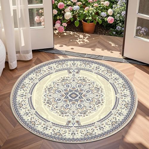 OWUFFY Round Boho Floral Rugs 66" (5.5'), Washable Circle Rugs