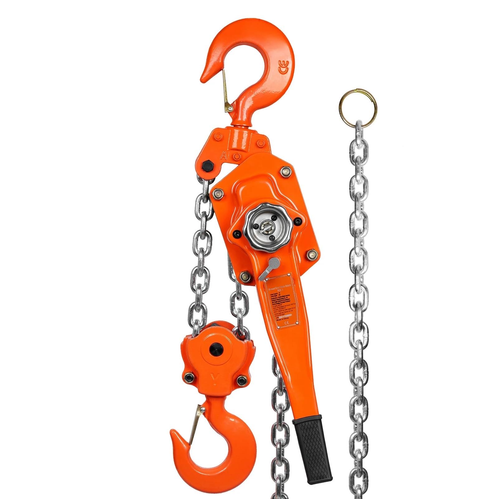 Eiwitany 1.5T 19FT G80 Galvanized Carbon Steel Ratchet Lever Chain Hoist, Double-Pawl Brake, Auto Chain Guiding for Engine Lifting (1.5T 19FT)