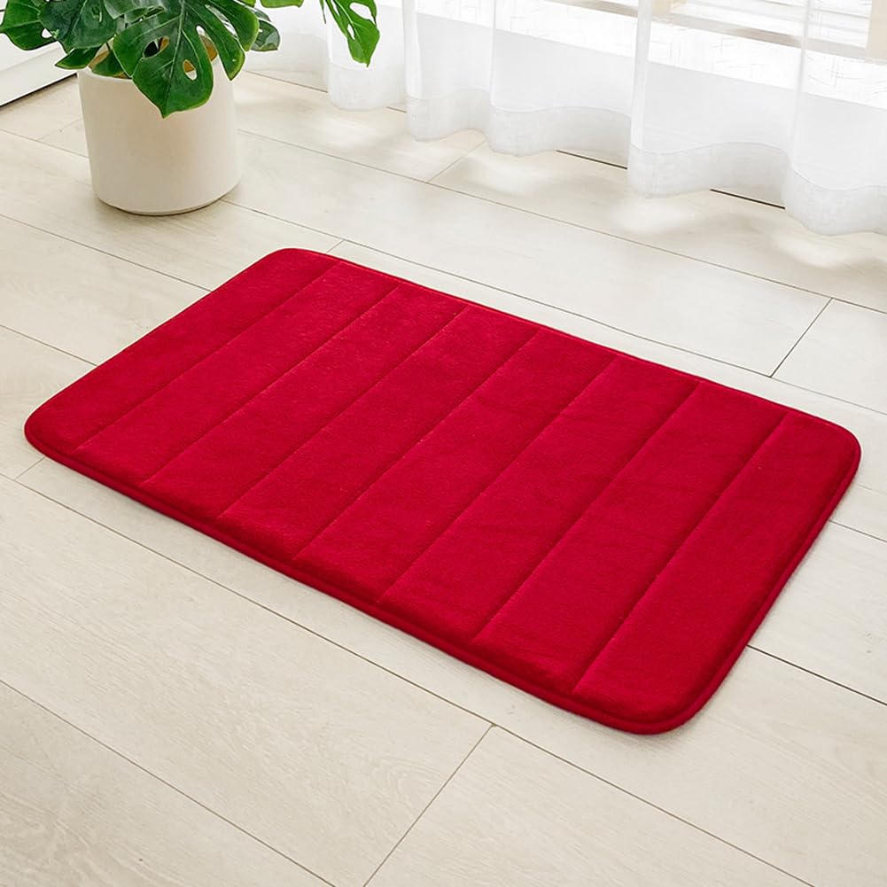 Extra Soft Absorbent Microfiber Bathmat,Non Slip Fluffy Rugs,Washable Bath Rugs,Bathroom Rug Absorbent for Your Bath,Shower or Toilet (red,50 * 80)