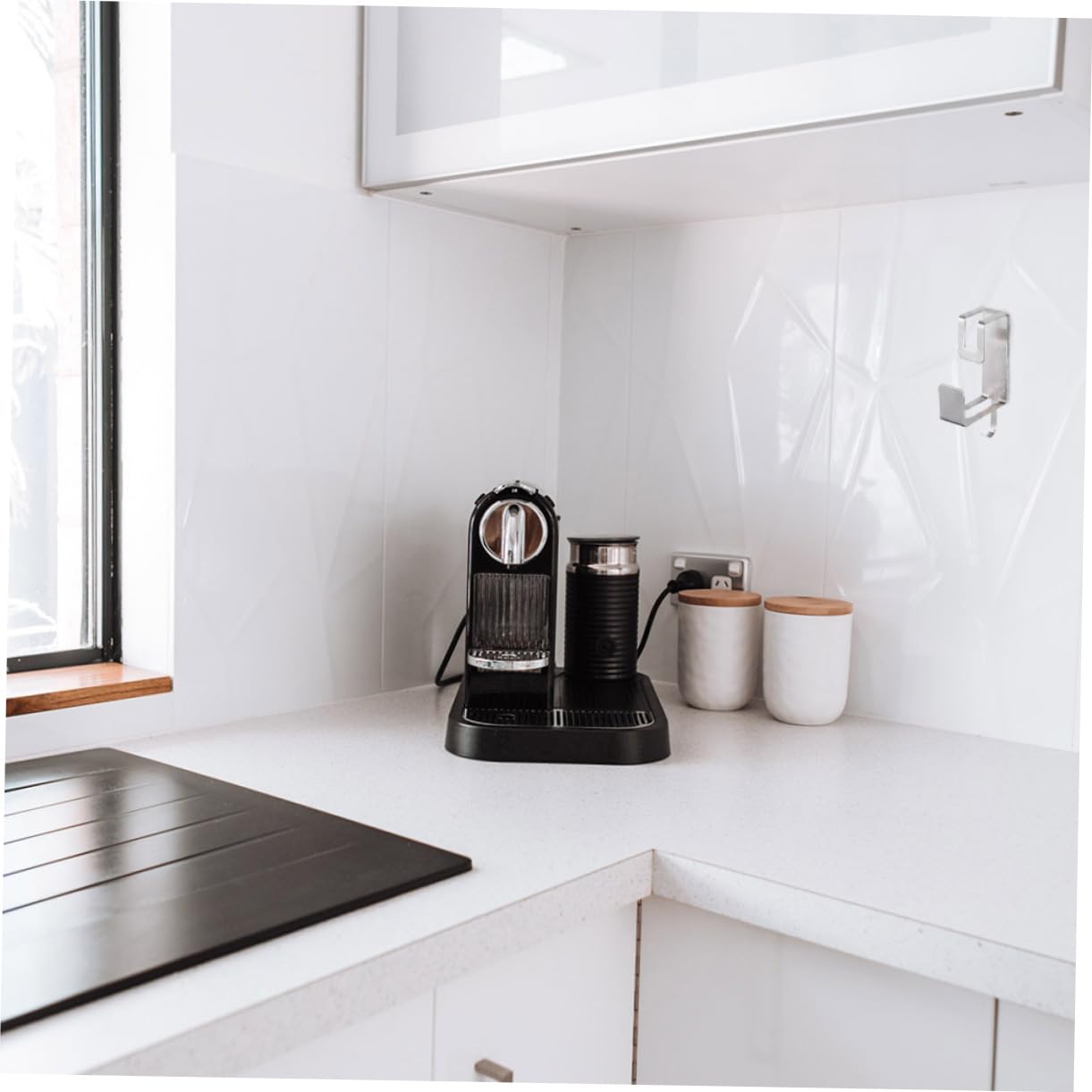 KALLORY 2Pcs Self Adhesive Basin Storage Holder No Drill Wall Hanger for Bathroom Kitchen Easy Installation Multipurpose Washbasin Hook Durable Deform Resistant Design