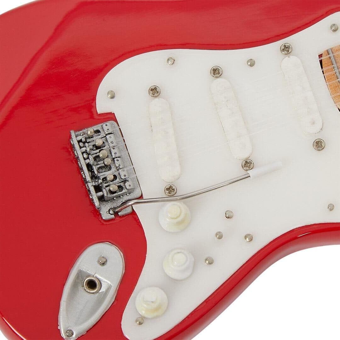 Eric C (Crema): Guitarra Torino Roja - Réplica de Guitarra en Miniatura - Regalos Musicales - Escala Ornamental Hecha a Mano 1/4