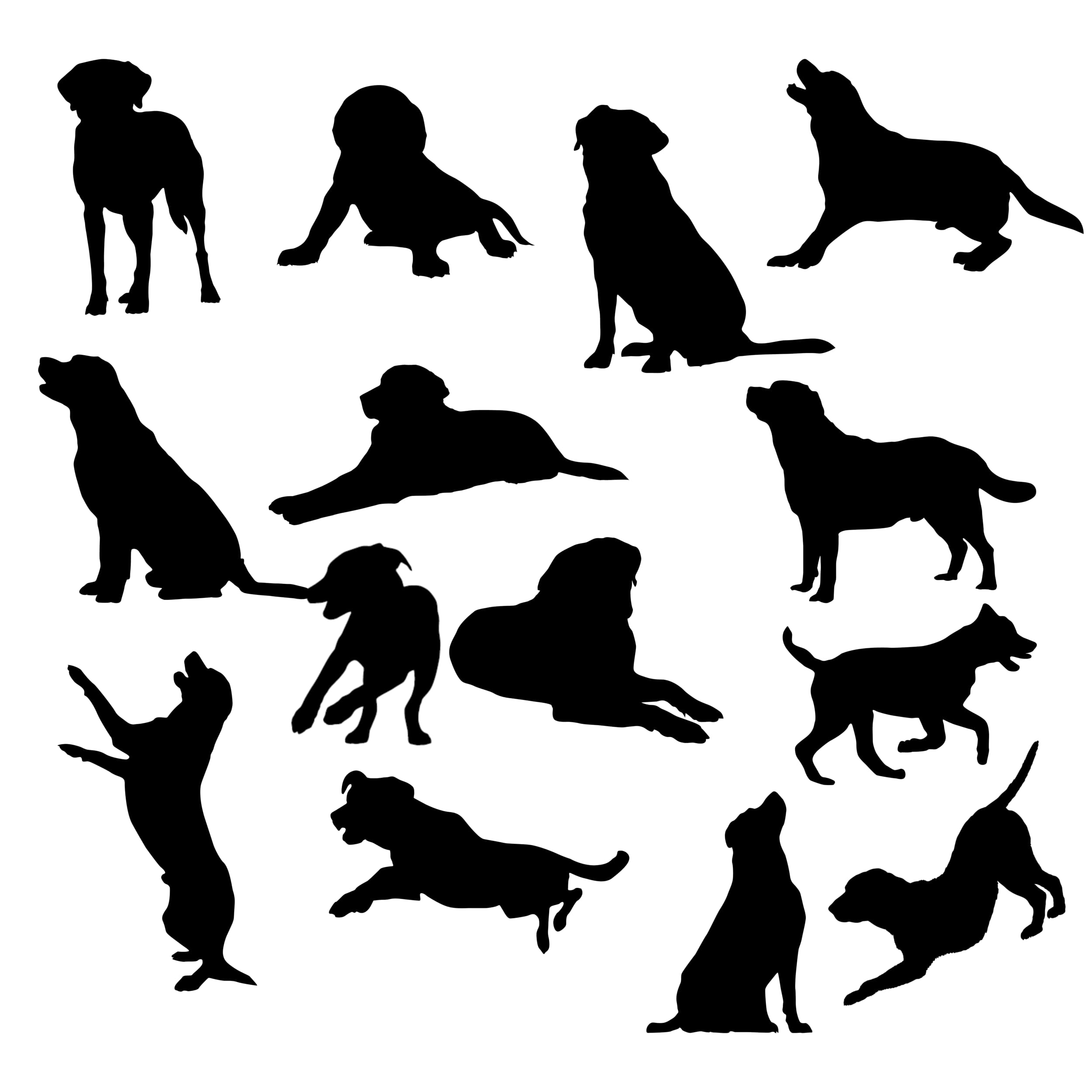Hatcherabilia Black Pet Dog Labrador Silhouette 14 Cute Stickers Pack - Scrapbook Stickers - Car Bumper Sticker - Light Switch Sticker - Wall Decal - Lab Gifts - Kids Stickers (Small, )