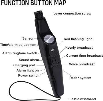 Intelligent Telescopic Blind Cane, Aluminum Alloy Reflective Blind Cane Walking Stick Obstacle Detection + Electronic Alarm Voice Guide Stick