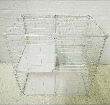 Cat Cage Indoor DIY Cat Playpen Detachable Metal Wire Kennels Indoor Cat Enclosures DIY Playpen Metal Kennel (2 Tier)