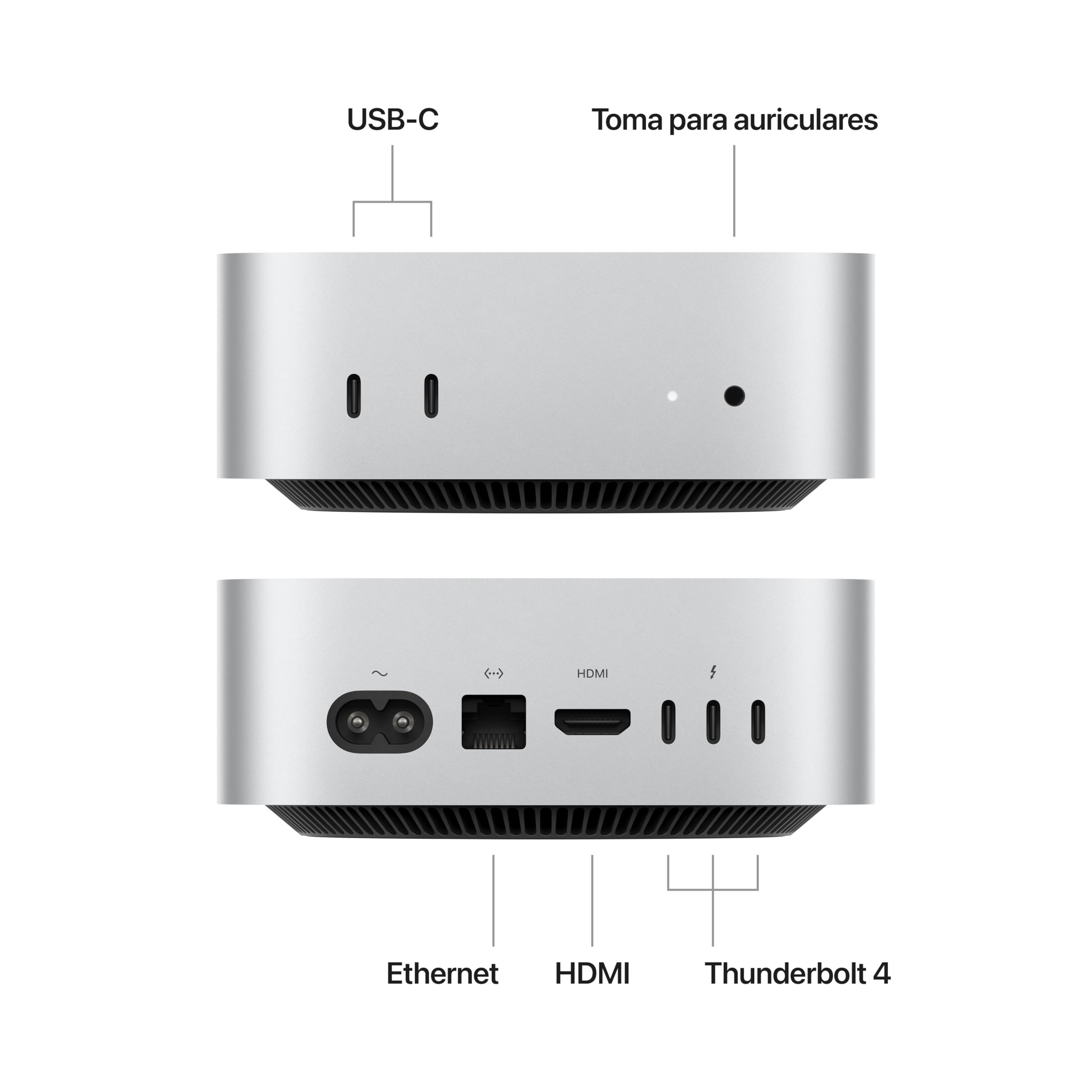 Apple Mac Mini Ordenador de Mesa con Chip M4, CPU de 10 núcleos y GPU de 10 núcleos: diseñado para Apple Intelligence, 16 GB de Memoria unificada, SSD de 512GB, Gigabit Ethernet