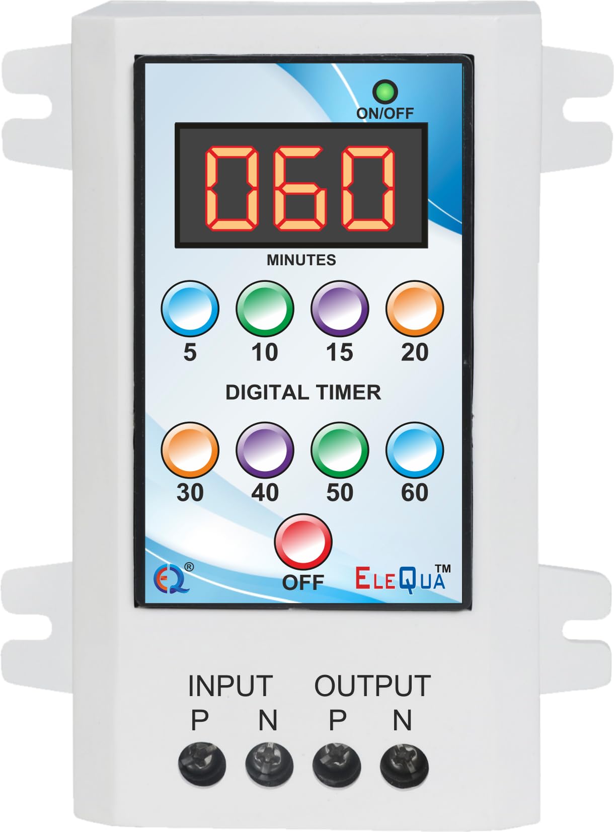 ELEQUA 5,10,15,20,30,40,50,60 Minutes Timer Switch for Geyser, Heater, Oven Water Motor Pump 0.5HP to 2 HP Single Phase