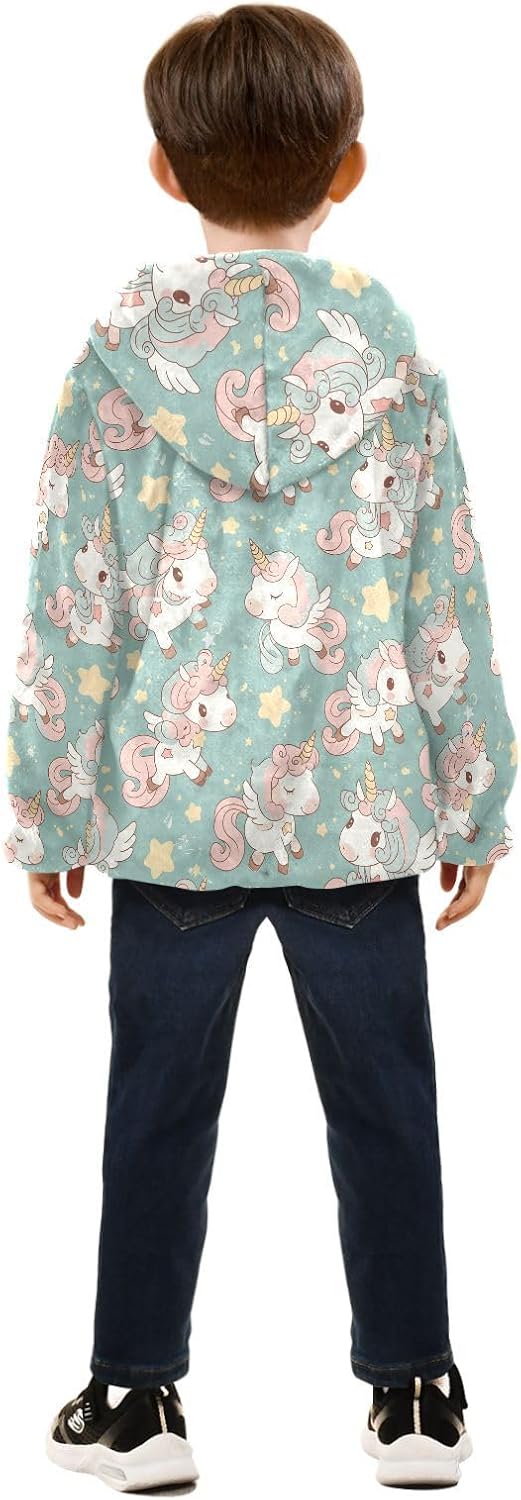 Dreamy Unicorns Boys Zip Sweatshirt Children Winter Coat Navy Blue Baby Boy Girl Clothes ropa para el frio de nino