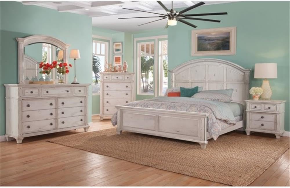 BOWERY HILL Set of 2 Antique White Wood 3-Drawers Nightstands