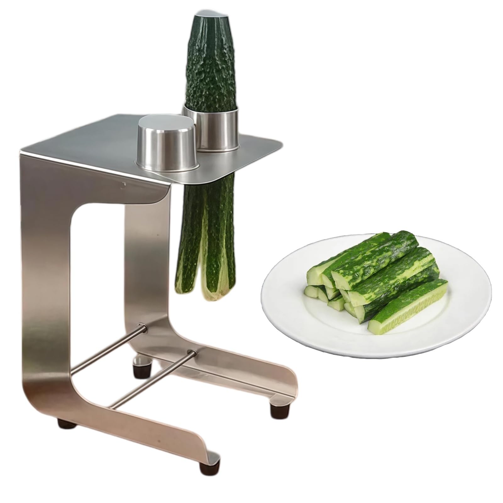 Cortador de pepino manual, cortador manual de acero inoxidable con removedor de núcleo, diámetro de corte de 45 mm, múltiples opciones de corte para sushi, kimbap, ensalada, preparación de comidas