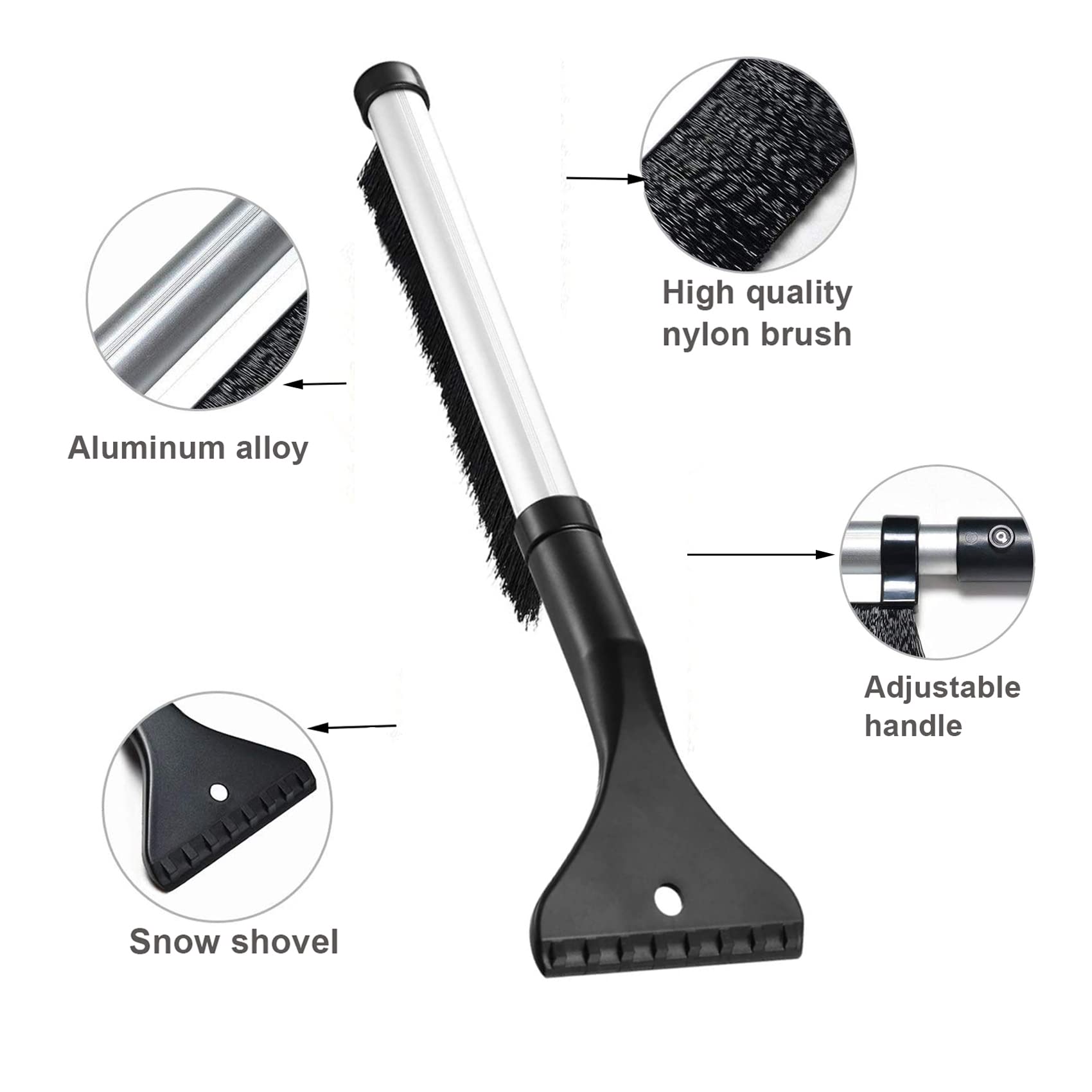 Grattoir à Glace Et Brosse à Neige 2 En 1 Détachable - Voiture SUV Camion, Design Anti-rayure