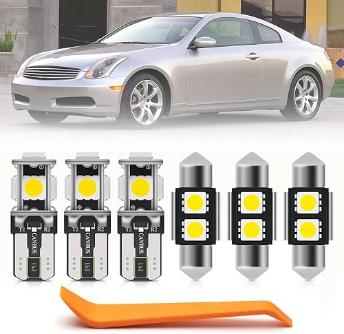 Kit de 13 luces LED interiores superbrillantes para Infiniti G35 Coupé 2003 2004 2005 2006 2007 mapa, puerta de domo, espejo de tocador, cajuela,