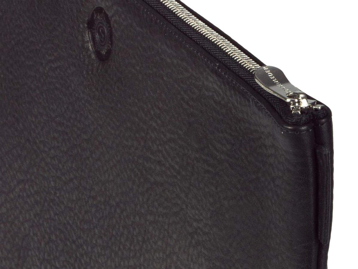 Sonnenleder Dokumentenmappe groß Banktasche A4 Leder mit Reißverschluss Ledermappe Ledertasche schwarz