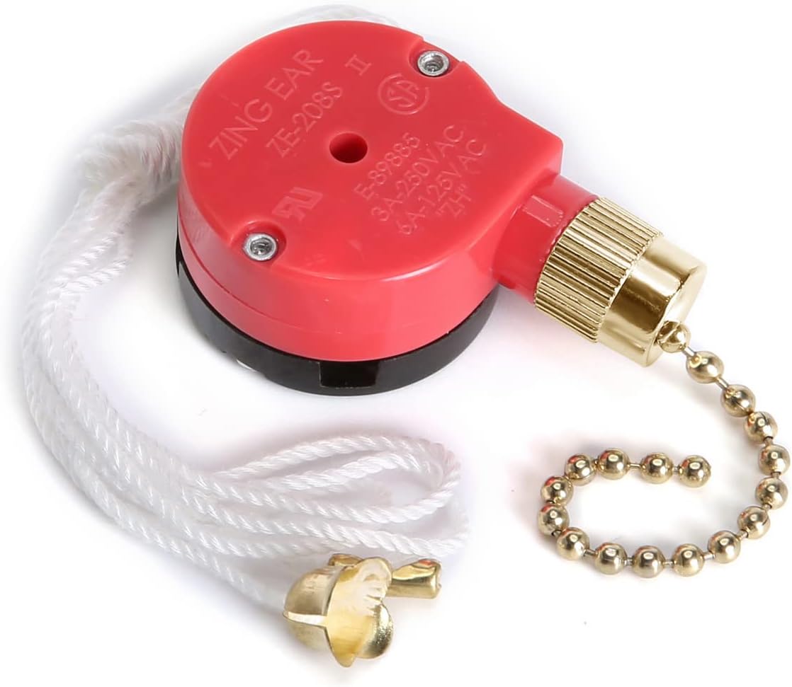 Ceiling Fan Switch Set Zing Ear ZE208S 3 Speed 4 Wire Fan Switch Pull