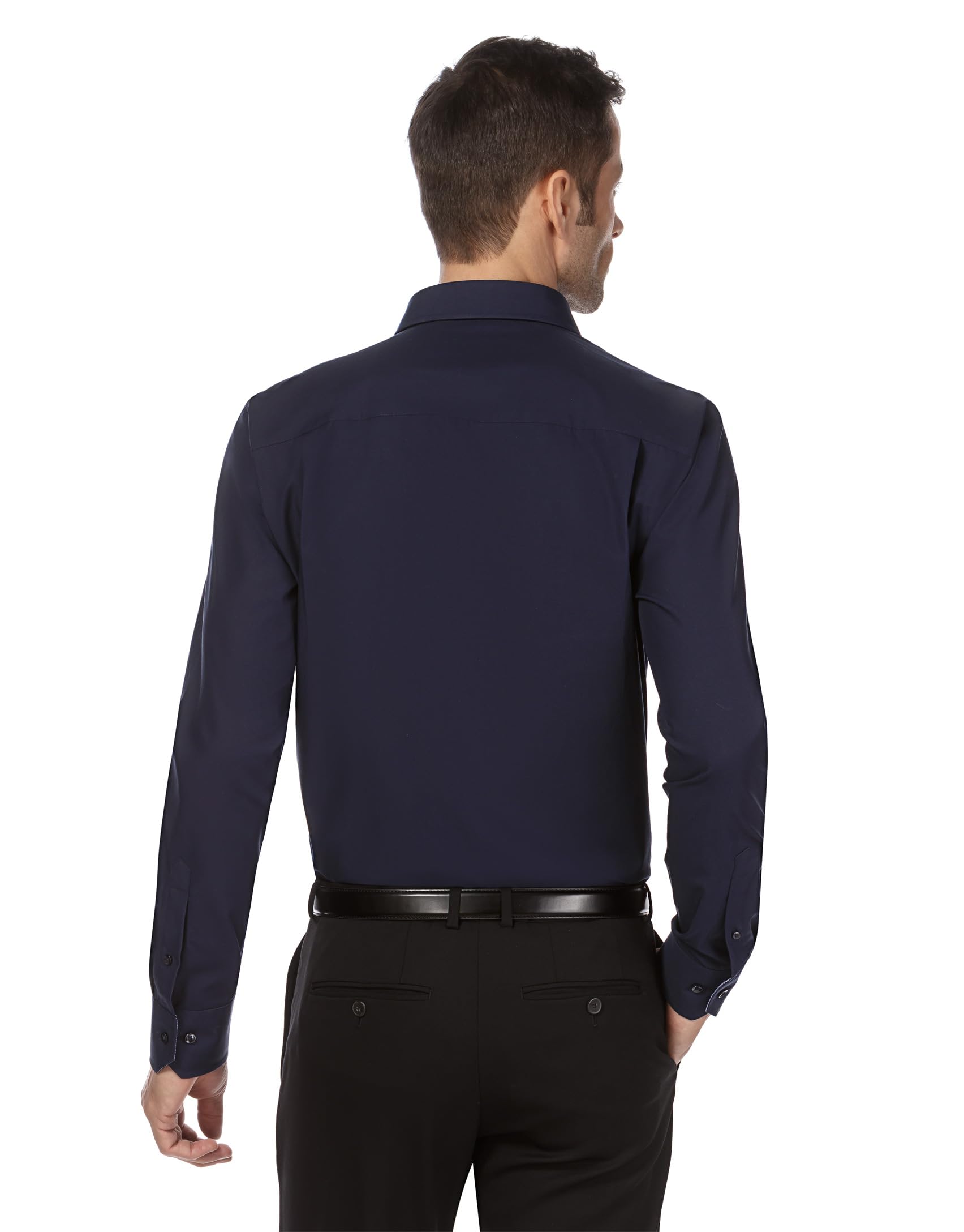 Vincenzo Boretti Camisa de Hombre, Corte Ajuste Recto (Regular-fit), 100% algodón, Manga-Larga, Cuello Kent, Lisa - no Necesita Plancha