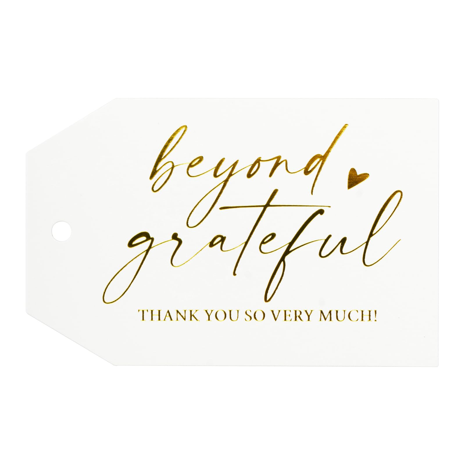 G2PLUSThank You Gift Tags, Beyond Grateful Tag, 50PCS Thank You So Very Much Tags, Gold Foil Gift Tag with String for Wedding, Baby Shower, Birthday, Fall Holiday Party Favors (3''x2'')