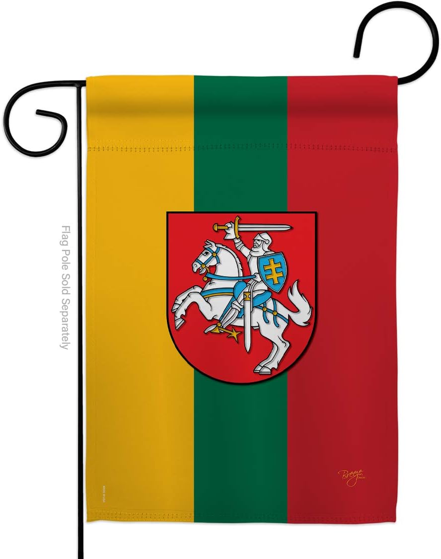 Lithuania Garden Flag Set with Stand Regional Nationality Nation International World Country Particular Area Small Decorative Gift Yard House Banner Double-Sided Made In USA 13 X 18.5