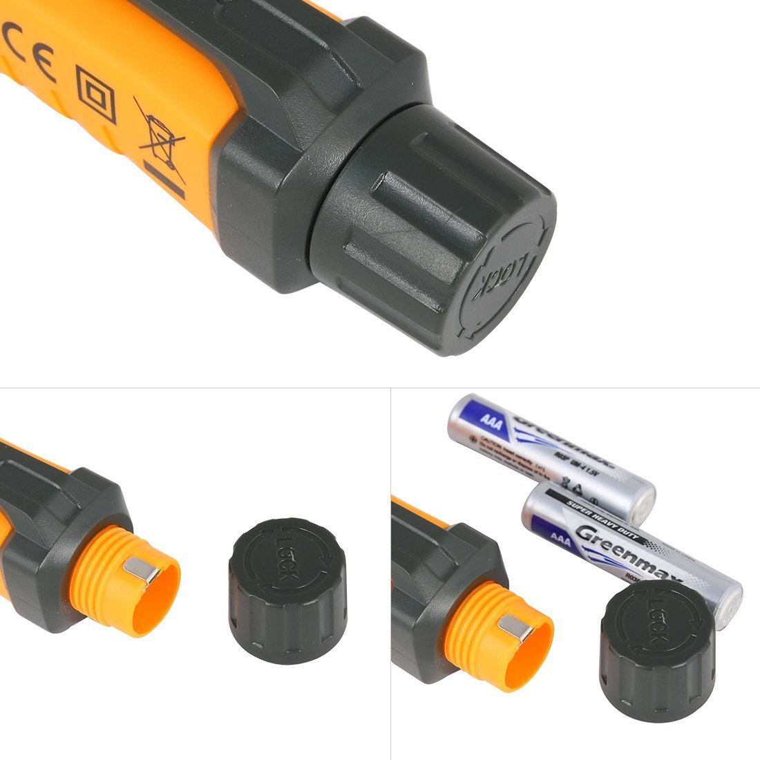Akozon PM8908C - Cercafase Penna Tester Senza Contatto AC12-1000V Con Torcia LED E Allarme Acustico - 4