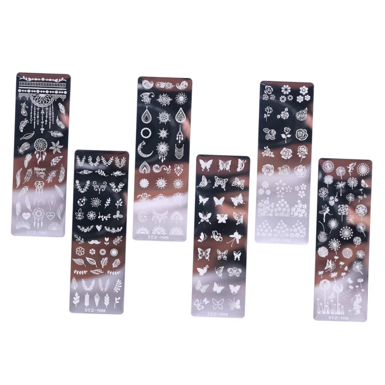 CALLARON 3 Set Piastre Stamping Unghie Acciaio Inossidabile Con Floreali E Farfalle Per Nail Art Creativa E Per Manicure E Speciali 6 Pezzi*3