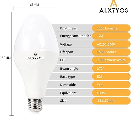 Miniatura 3 de Bombilla LED para vela, bombilla LED de 12 W (equivalente a 100 W), 1200 lúmenes no regulable, blanco cálido 2700 K, esmerilado, base E26, para