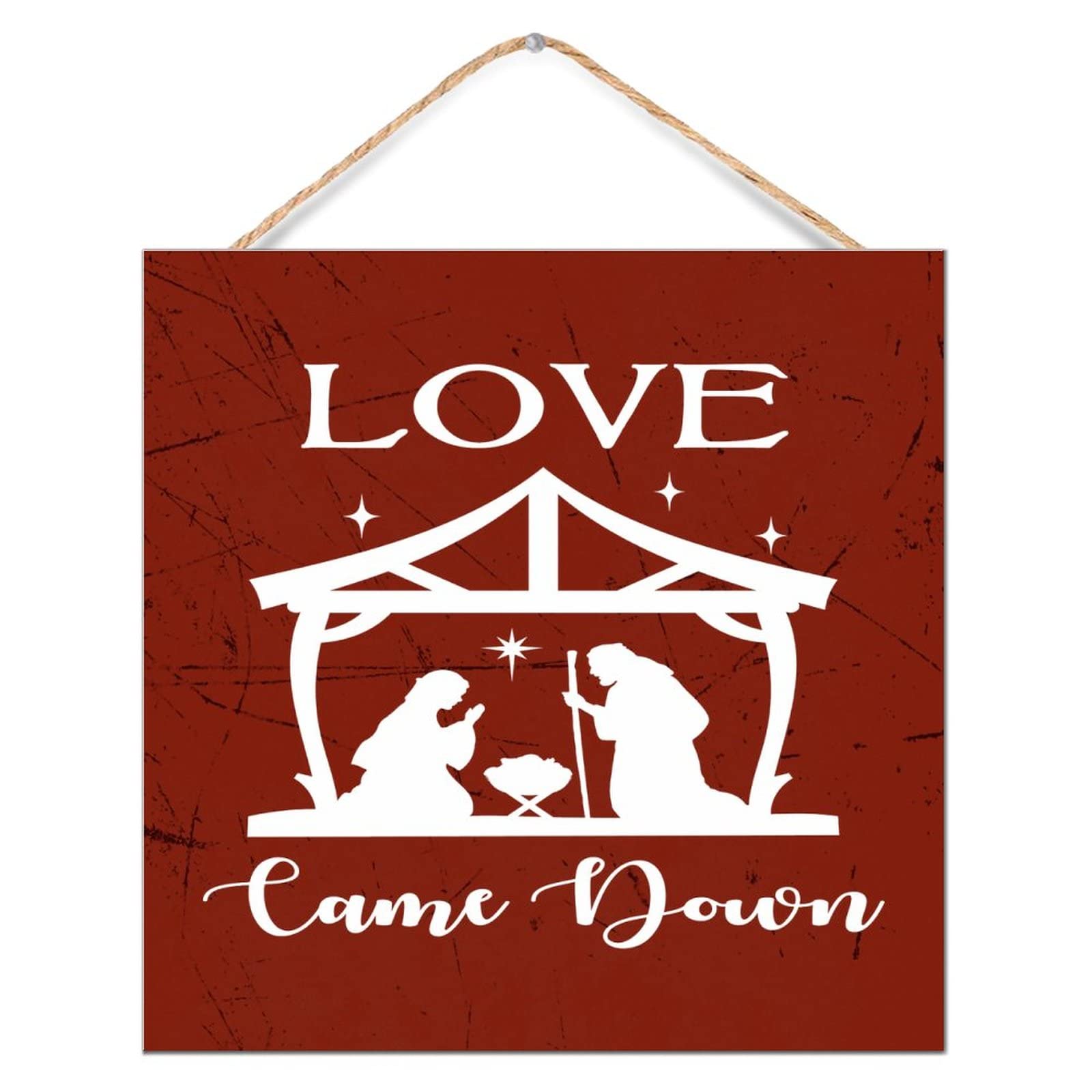 Panneau décoratif en bois Love Came Down, plaque chrétienne de maison
