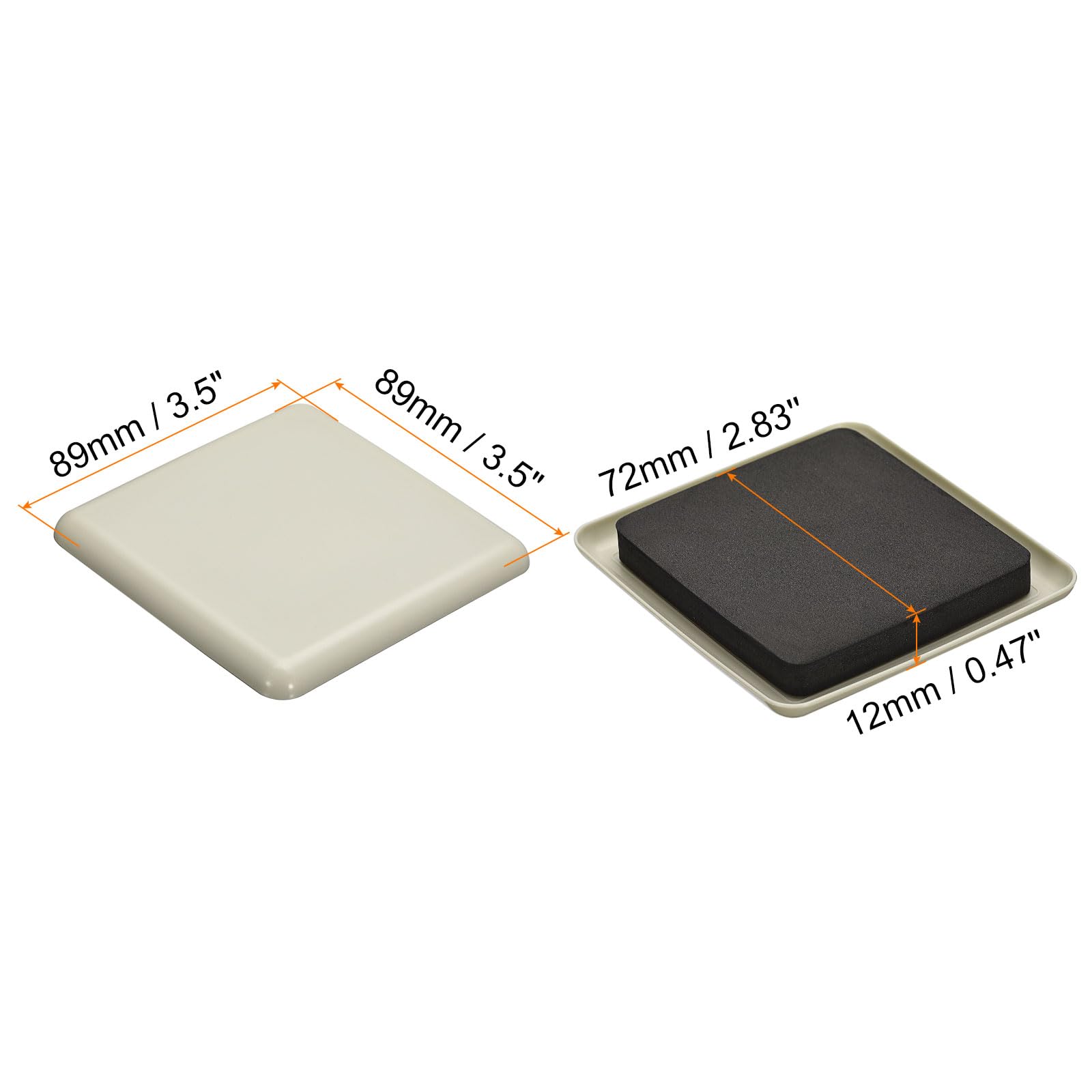 uxcell Furniture Sliders, 4Pcs 3.5" - Plastic Reusable Square Sliding Pads, Chair Glides for Carpeted Tile Vinyl Hardwood Floors (Grey) - Image 2