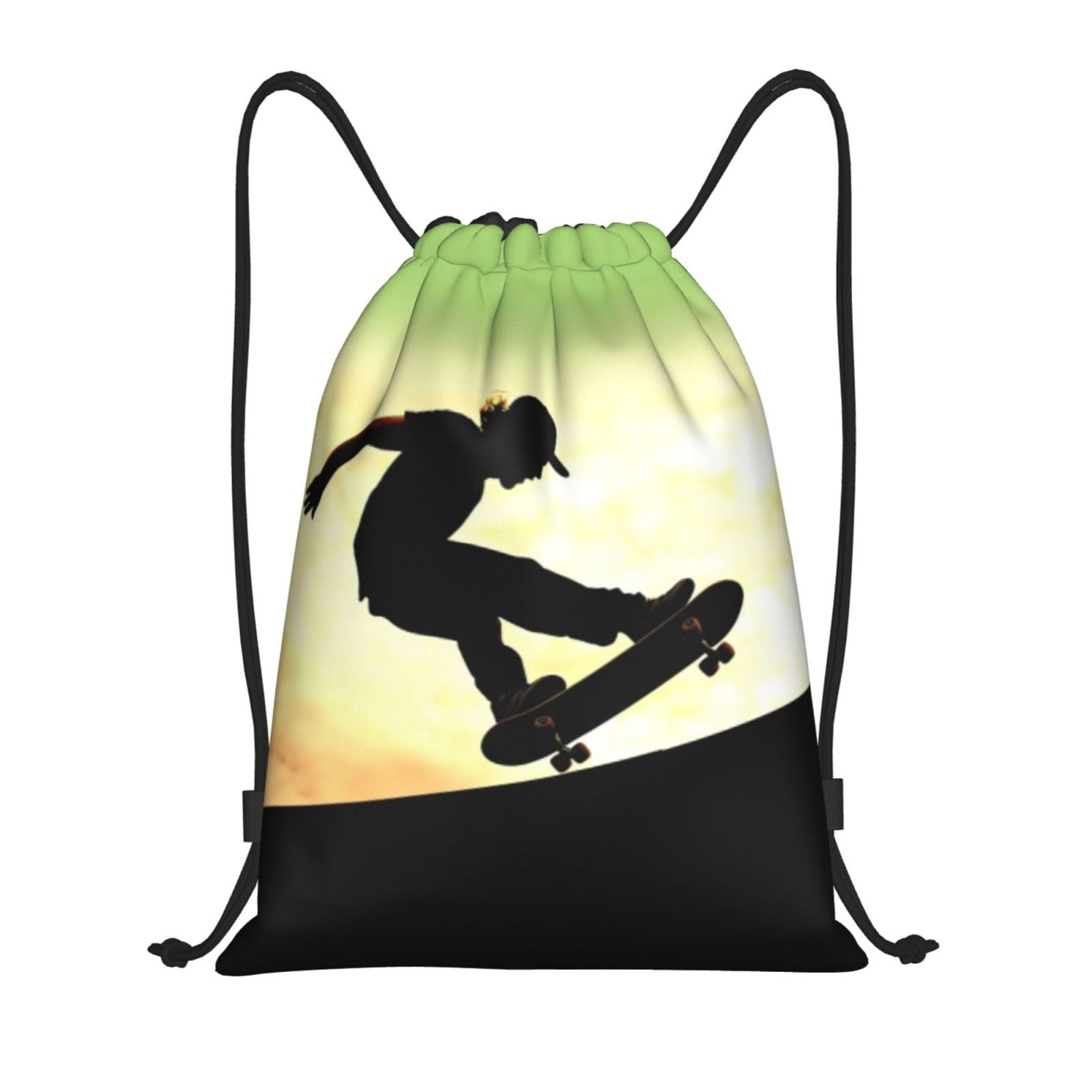 Mxdlkswpoh Unisex Black Drawstring Backpack Sports Gym Bags Draw String Bag Skateboard Drawstring Bags For Women Men Sackpack