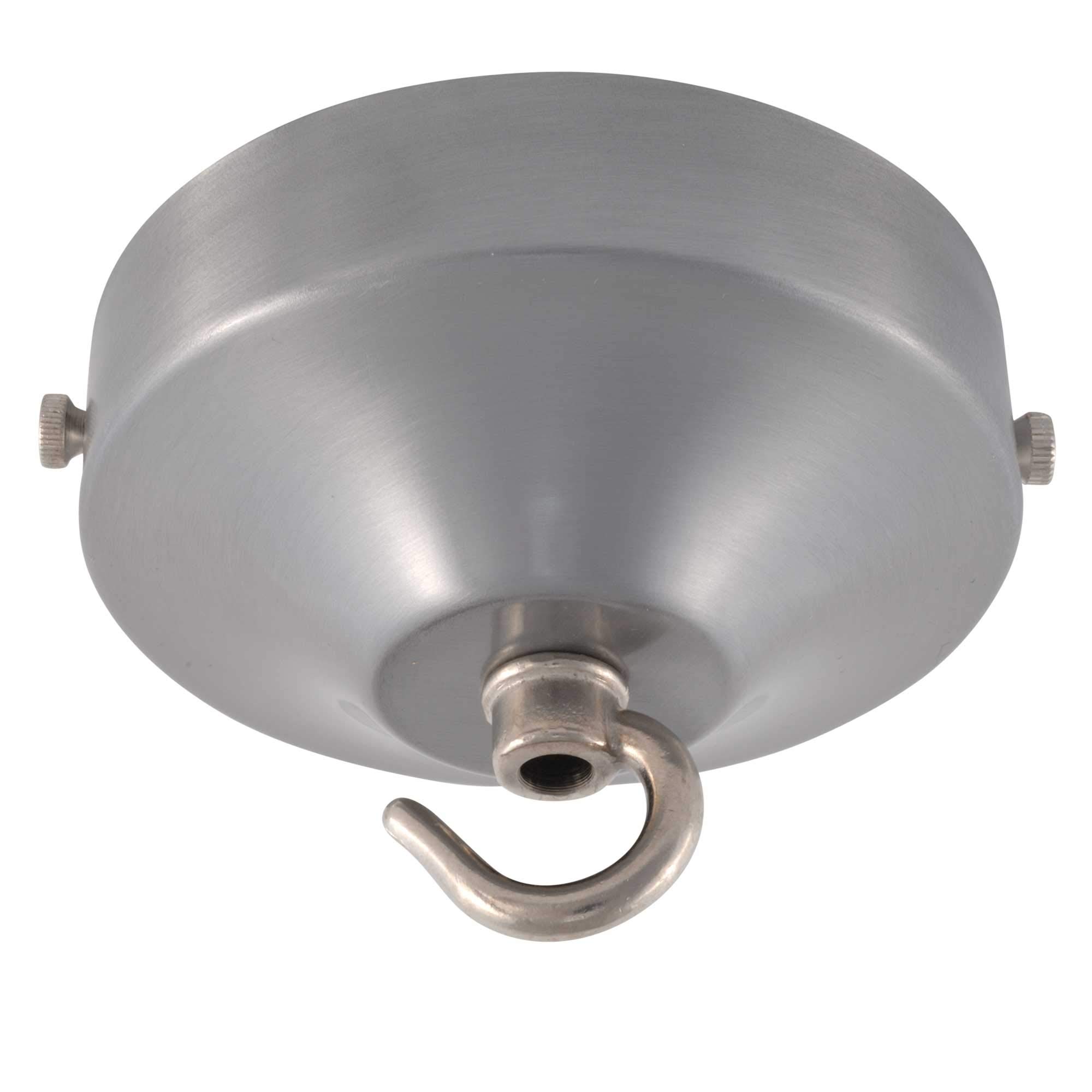 Elektek Brushed Steel 100Mm Light Fitting Lamp Kit With Strap Bracket With Hook