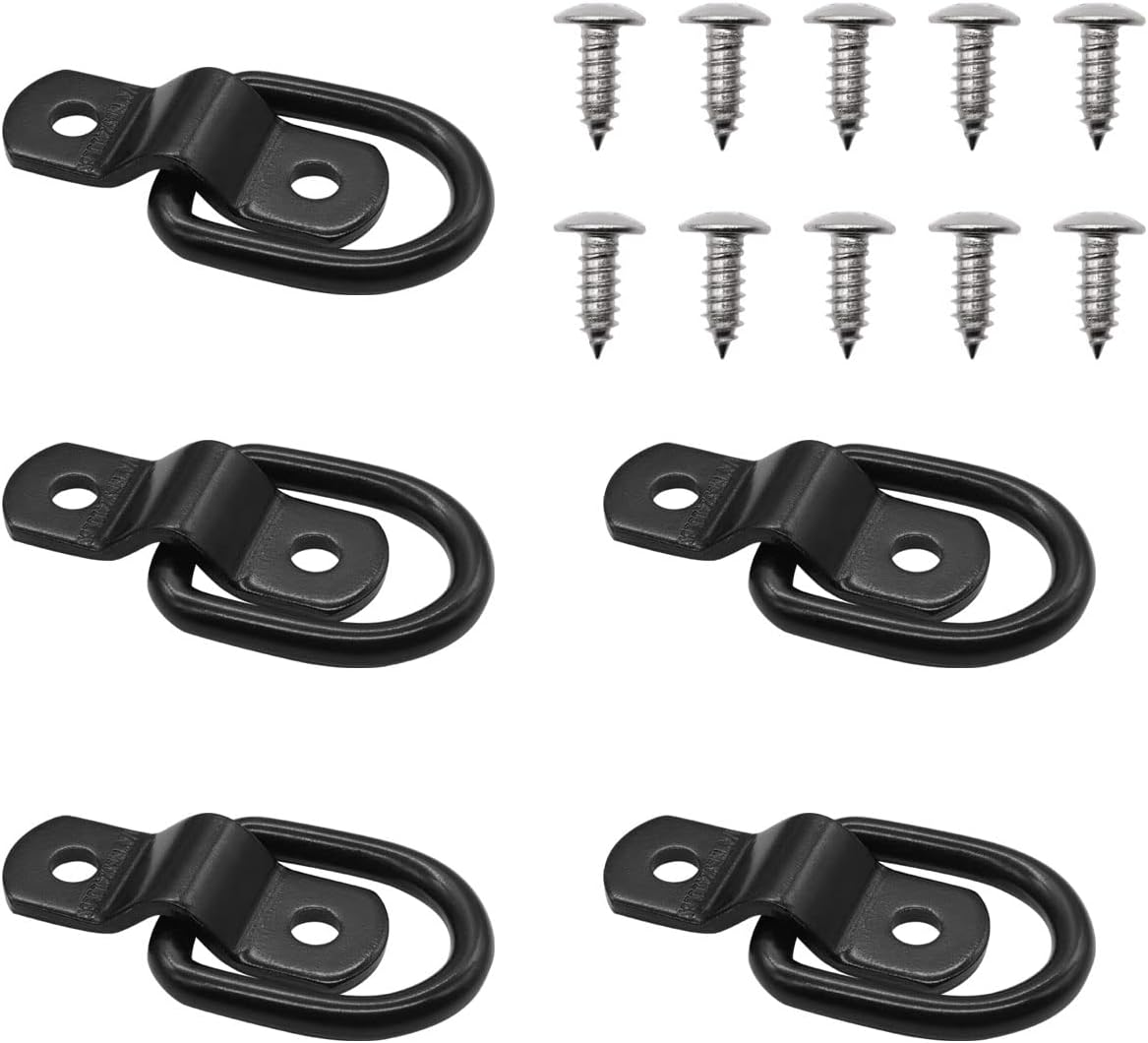 Buy Seamaka 5PCS 14" D Rings Tie Down Anchors Hooks,Heavy Duty Black Steel DRing Tie Downs 2400