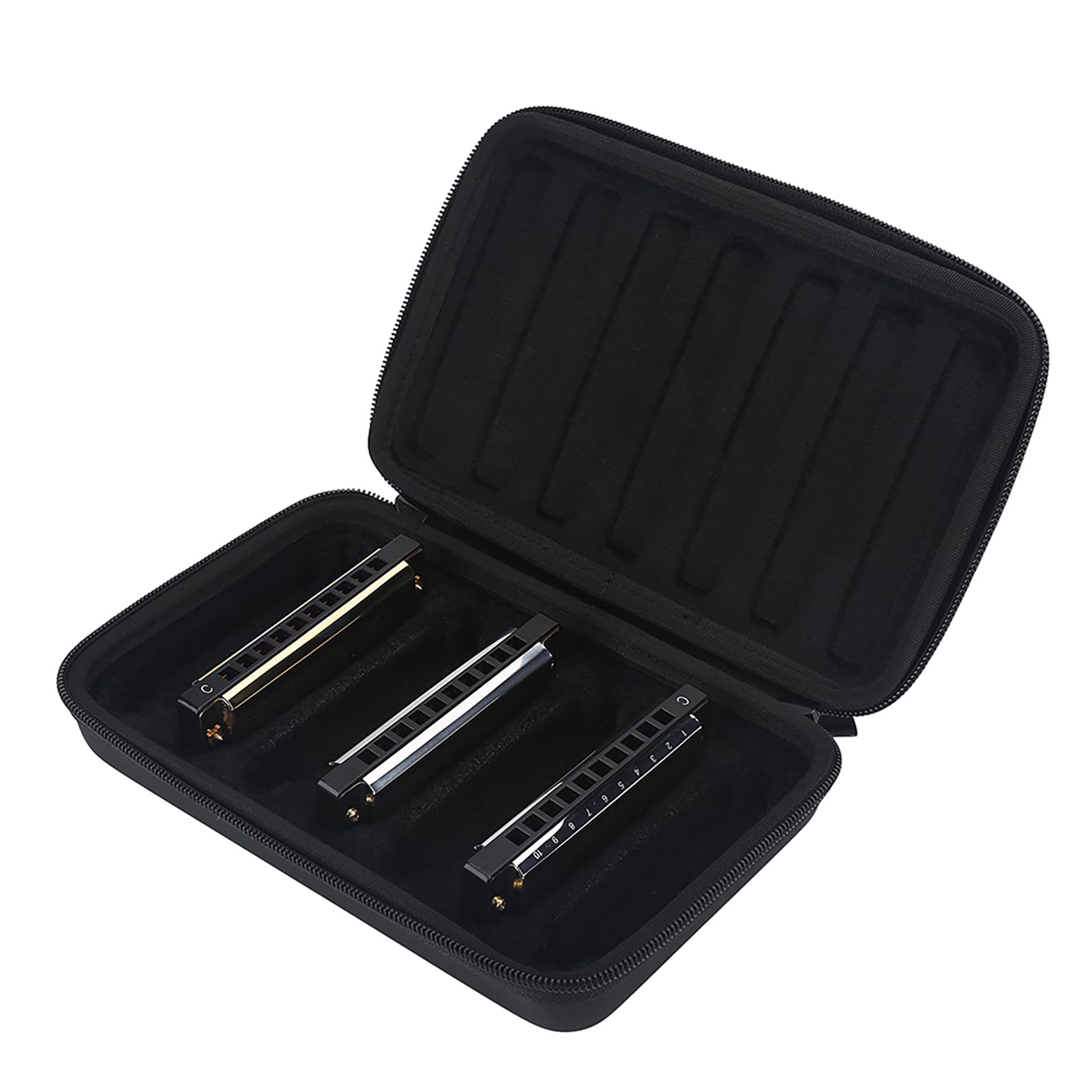 Keenso Harmonica Storage Case, PU Leather Bag for 7 Harmonicas, Lightweight, Portable Design with Soft Inner Slots and Anti