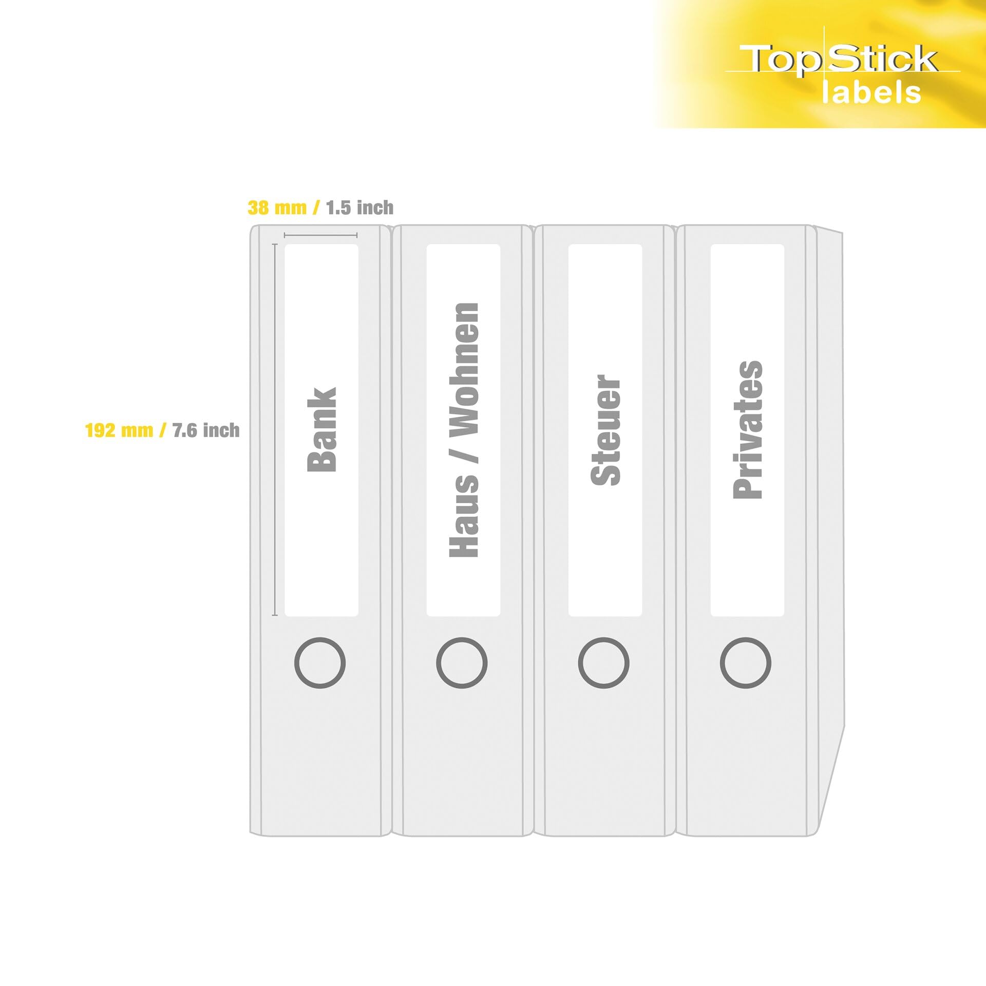 TopStick Etichette autoadesive per dorso, 7 etichette per foglio A4, 800 fogli, 192 x 38 mm, 5600 etichette, etichette adesive vuote per cartelle a leva, per stampanti laser e inkjet, bianco