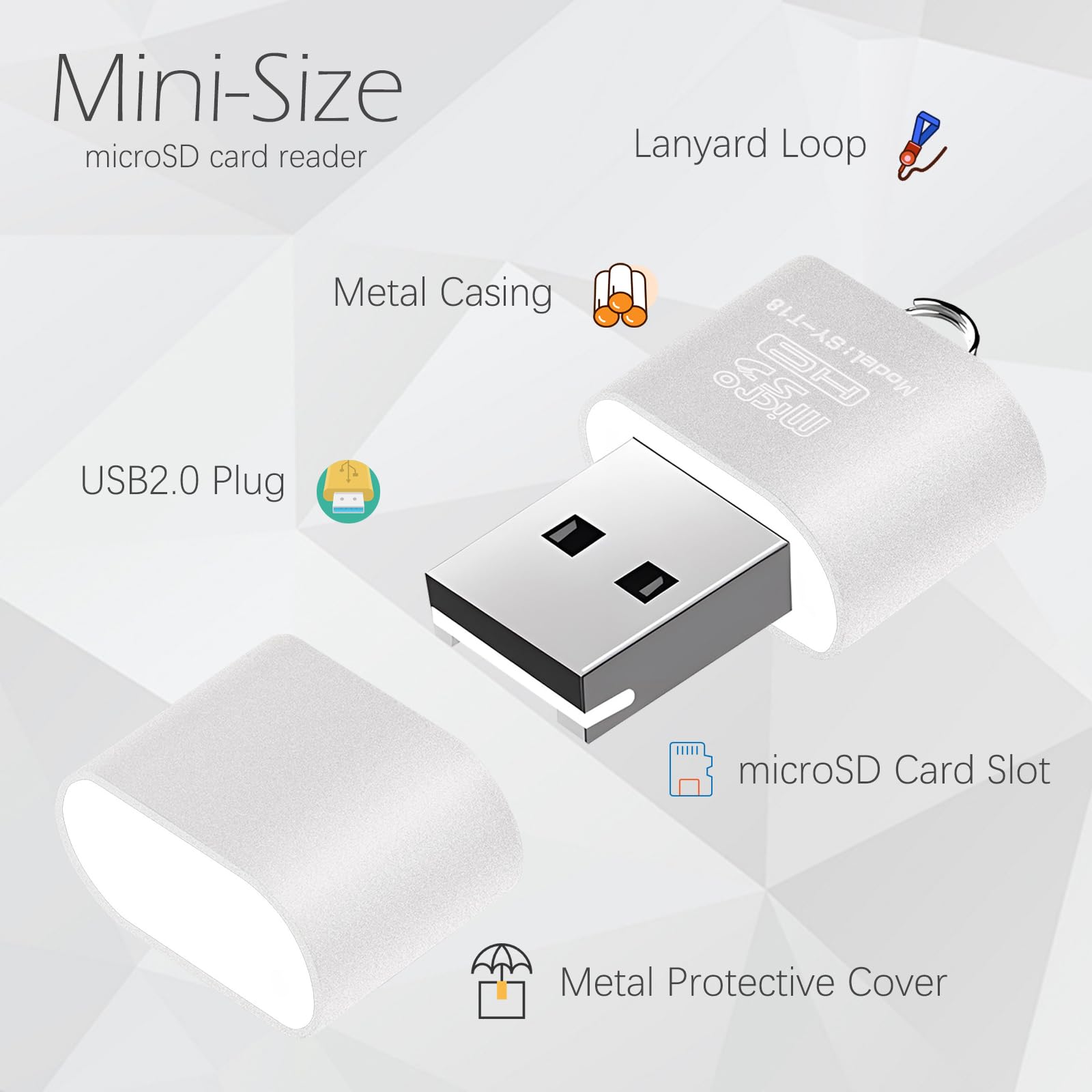 Lot de 3 lecteurs de cartes Micro SD pour Android, adaptateur de carte micro SD vers USB, lecteur de carte TF avec taille mini pour lecteur de carte mémoire d'appareil photo, lecteur de cartes Wansurs