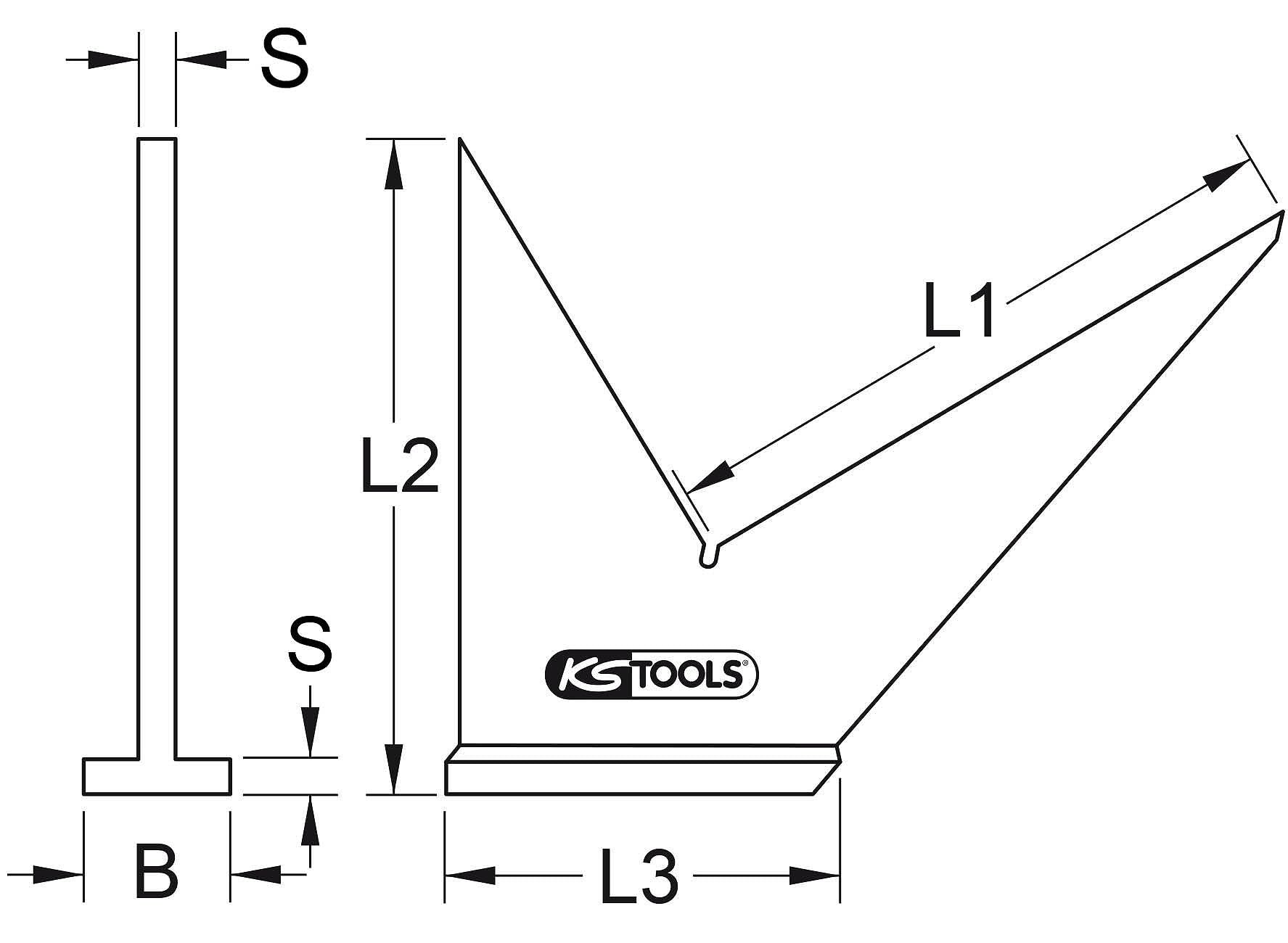 KS Tools 300.0218 Escuadra de doble inglete, 128 mm