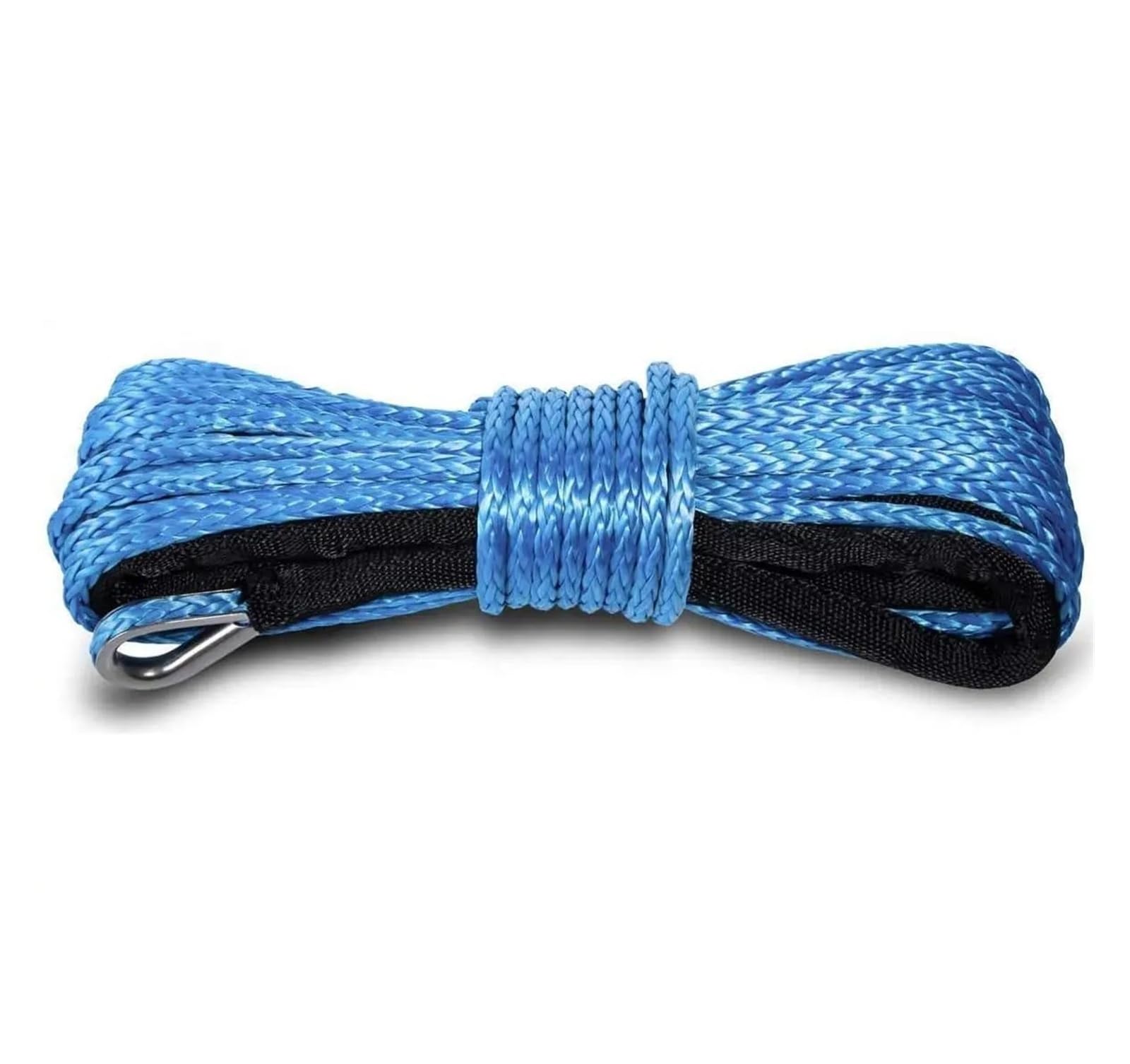 Zestaw syntetycznej liny holowniczej 6 mm x 15 m do samochodów, 7700 funtów, wytrzymała lina holownicza do quadów terenowych UTV Ultramocny(Blue)