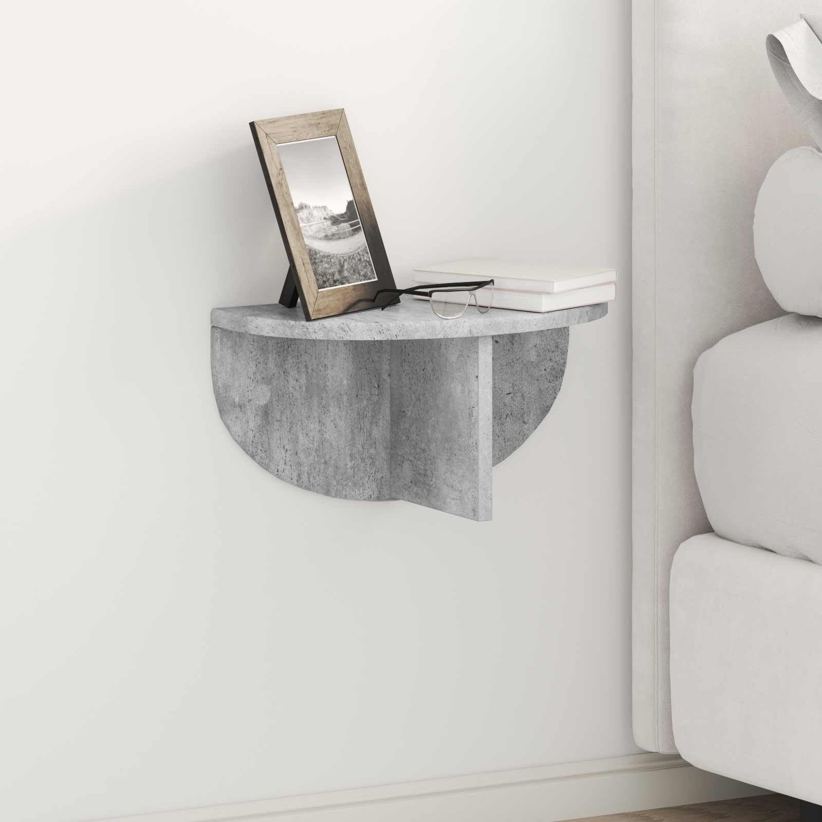 Beton szary zestaw półek ściennych, 2 sztuki, 38 x 19 x 19 cm, materiał drewnopochodny, do salonu, sypialni, biura, uniwersalny