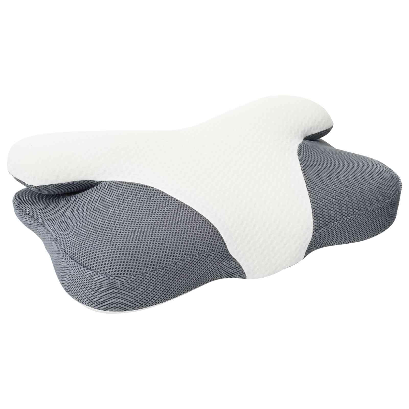 Almohada cervical blanca de espuma viscoelástica, 57 x 36 x 13 cm, almohada ergonómica con espuma viscoelástica transpirable, funda extraíble lavable para dormitorio y reposacabezas