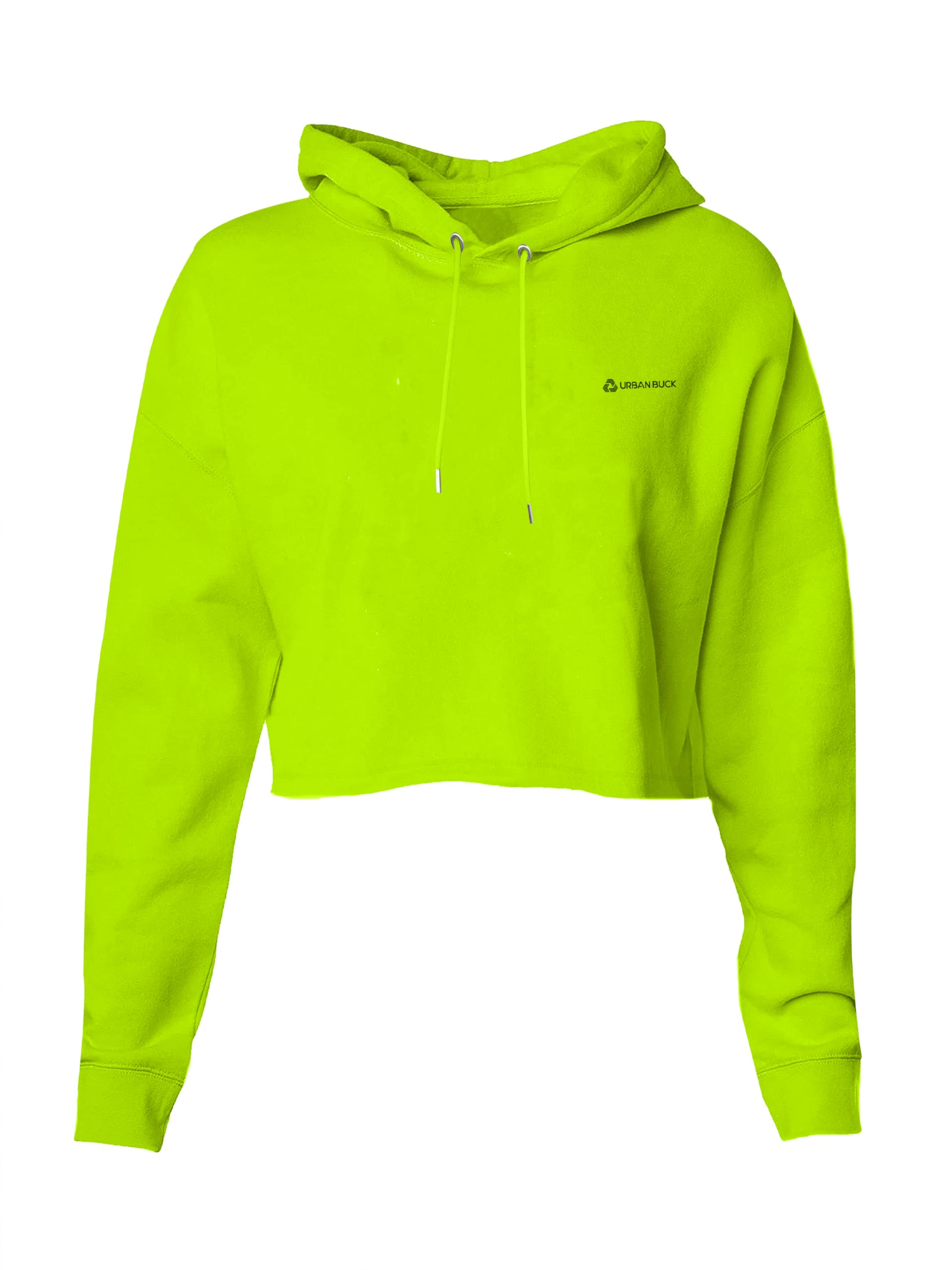 URBAN BUCK Women's Neon Pink Cropped Hoodie - High Visibility Pullover With Reflective Details, Size M - View #6