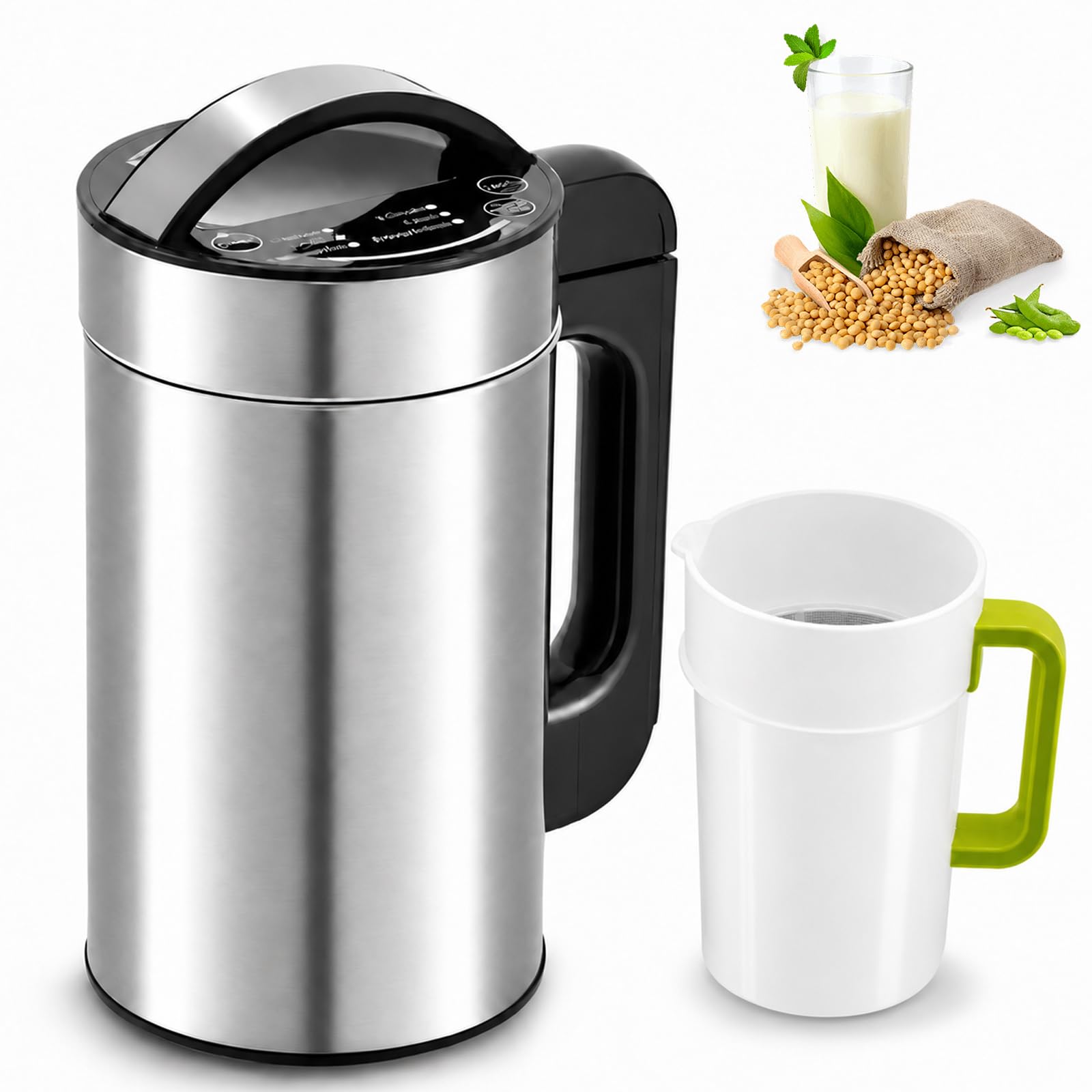 Macchina Automatica per Latte Vegetale 1,2 L, 7-in-1 con Avanzamento LED | 4 Lame in Acciaio Inox, Autopulizia 180 Sec. e 25.000 Giri/Min per Latte di Mandorla, Avena, Porridge e Creme