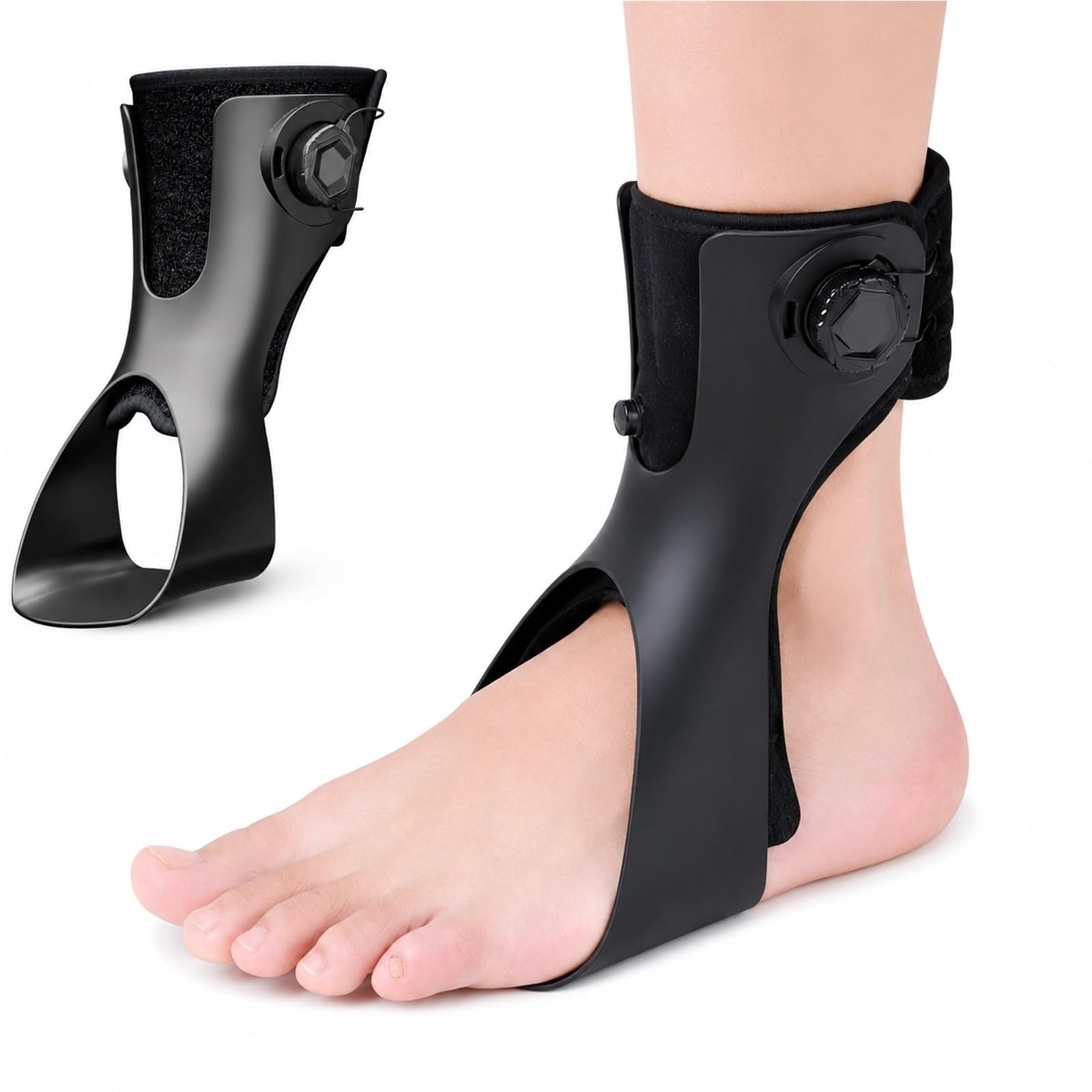 Órtesis de Pie Caído AFO Soporte Estabilizador de Tobillo para Rehabilitación Neurológica Corrector de Marcha Ajustable con Perilla para Hombre y Mujer Talla(Izquierda,XL)