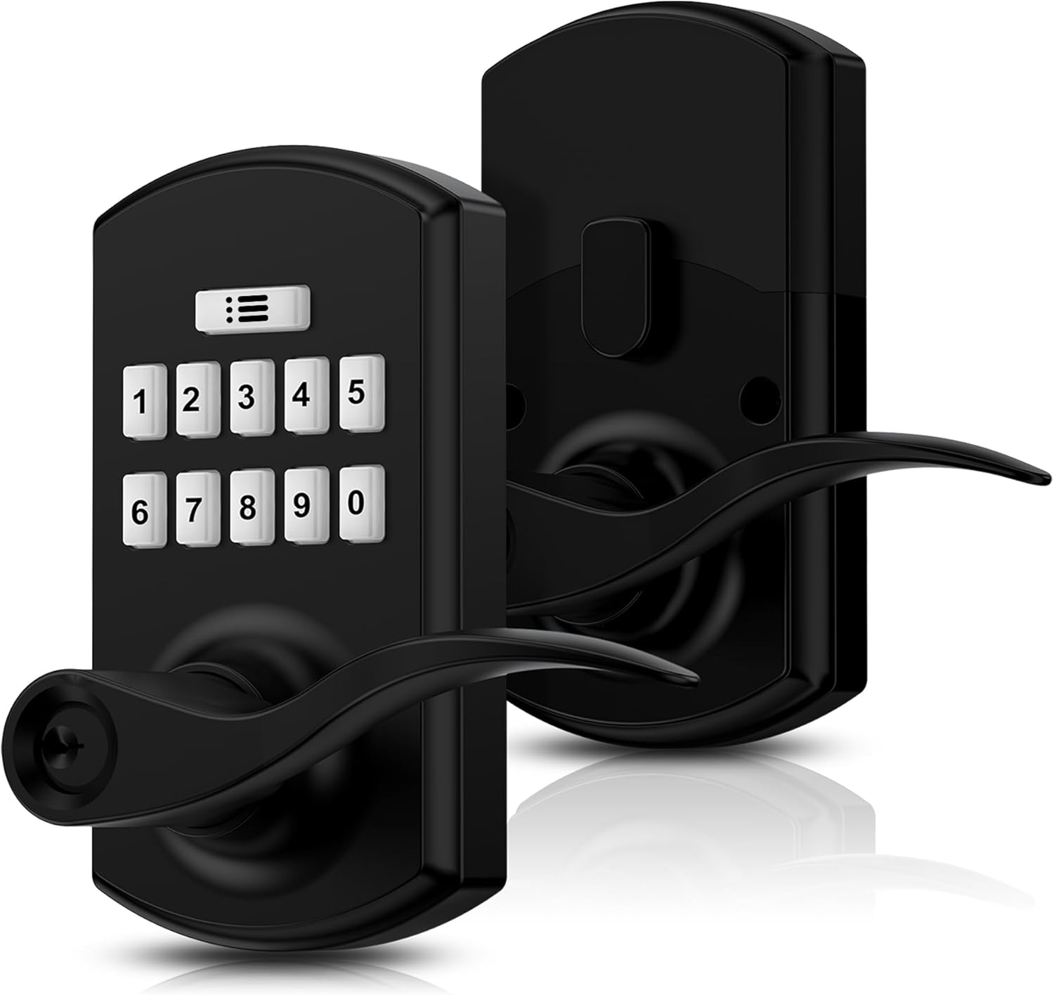 Keypad Door Lock with Handle, Electronic Keyless Entry Door Lock with Code, Smart Locks for Front Door, Easy Passage Mode, Auto Lock, Matte Black