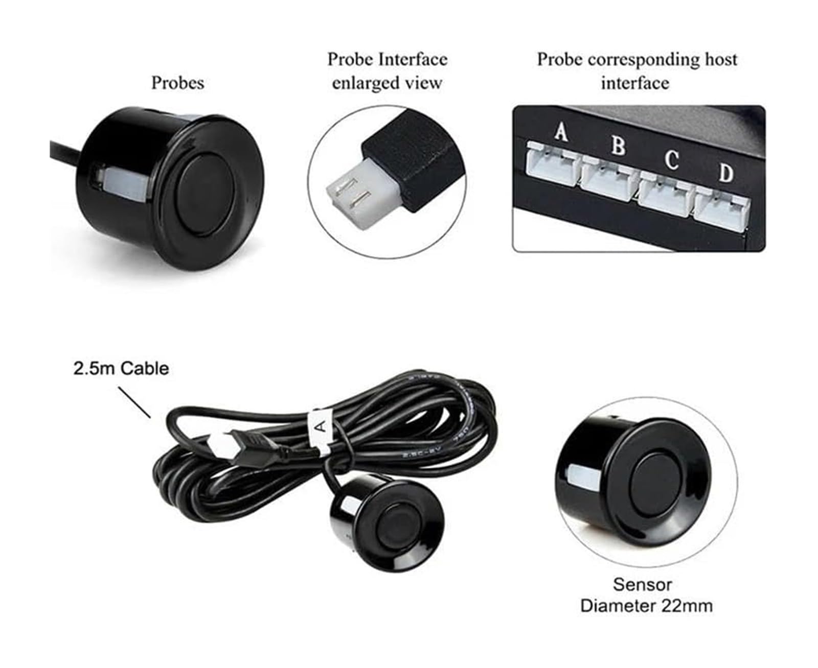 Kit Sensor Aparcamiento Radar Marcha Atrás Trasero para Coche Pantalla Digital Precisa Alarma Obstáculos Parktronic 4 Sensor De Aparcami(Rojo)