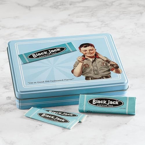 Miniatura 2 de Black Jack (Blackjack) Gum Vintage Collectors Lata con 10 paquetes de goma de mascar BlackJack