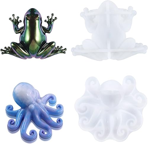 Miniatura 1 de 2 moldes de resina de silicona de animales, moldes de resina epoxi de rana 3D, molde de resina de pulpo, moldes de resina para colgar en la pared,