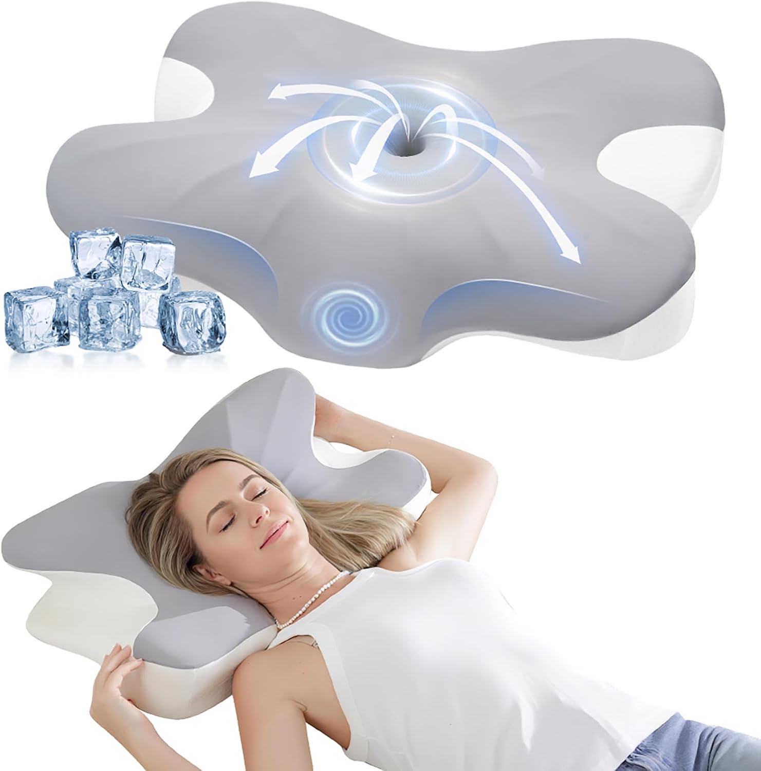 Cervical Neck Pillow for Neck Pain Relief, Ergonomic Orthopedic Neck Pillow for Sleeping, Memory Foam Contour Side Sleeper Pillow with Breathable Cover for Neck & Shoulder Support