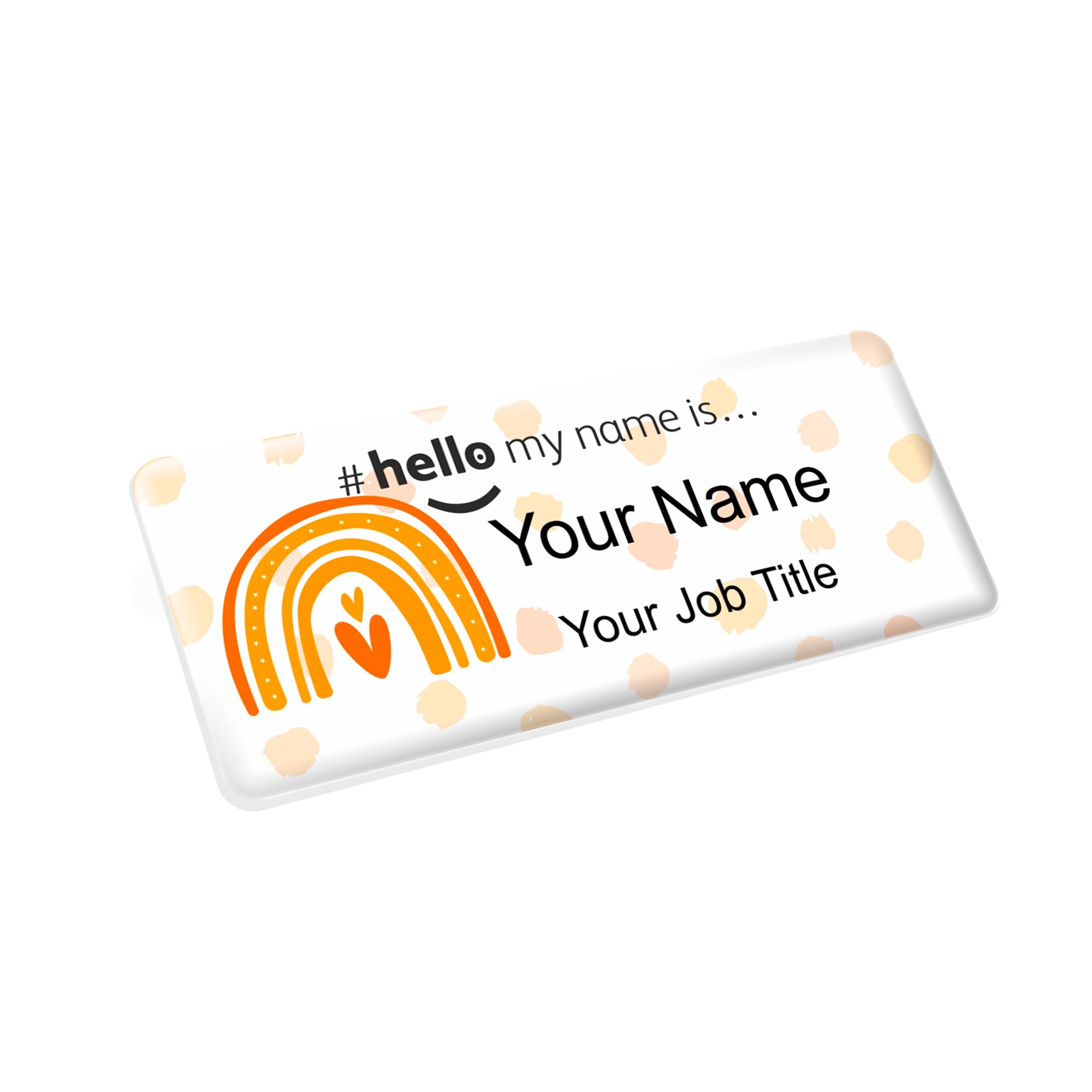Sponsored Ad – Badgemaster Resin Finish Hello My Name Is Personalised Nurse Midwife Hospital NHS Practitioner Nursery Preschool Rainbow Orange Polka Dots Name Badge